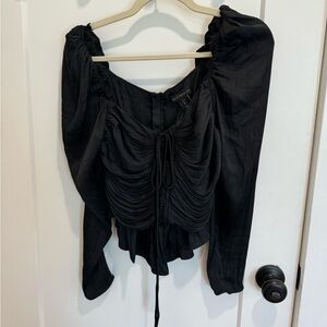 House of Harlow Black Satin Long Sleeve